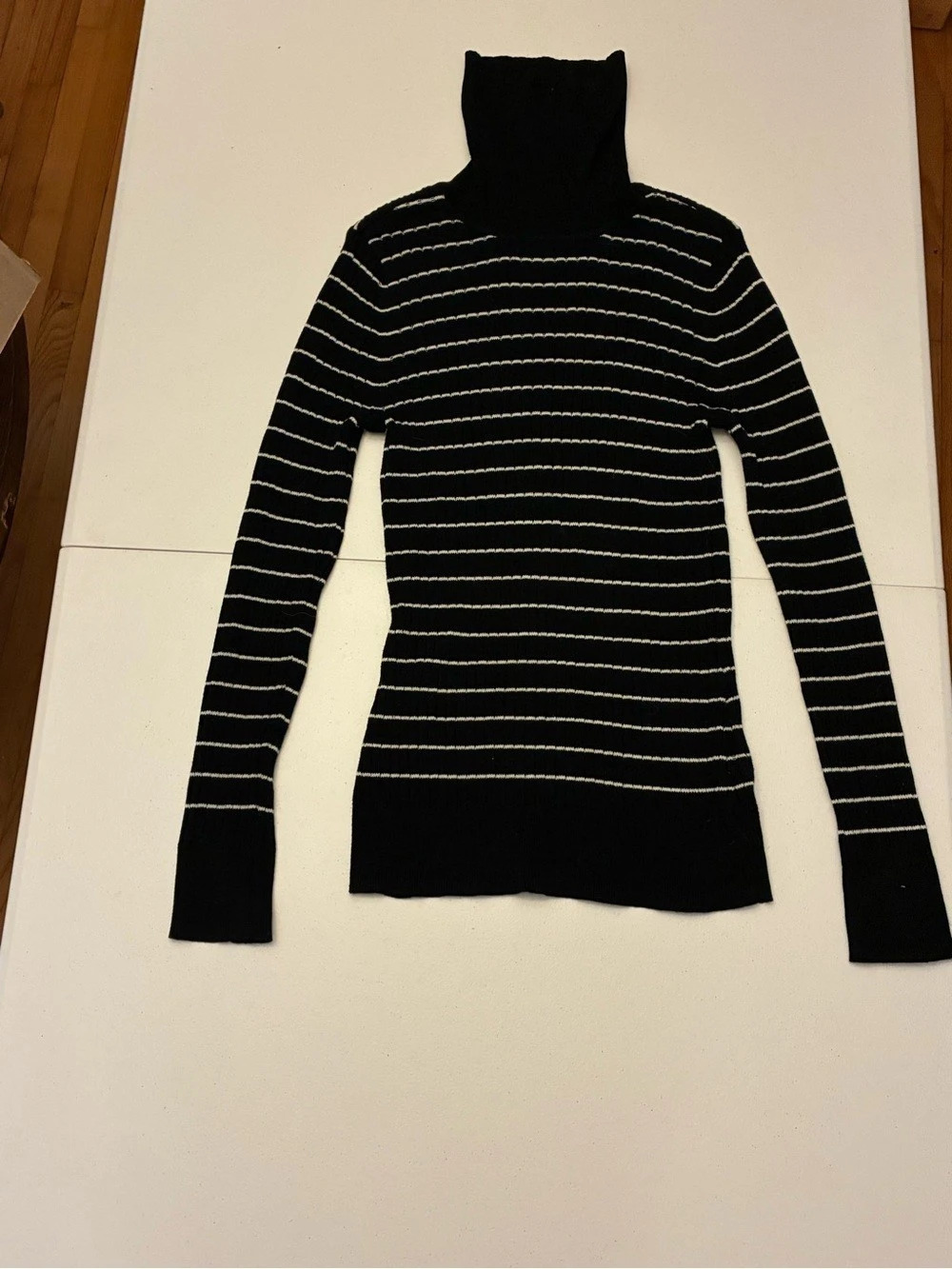 Croft and Barrow Striped Turtleneck Sweater in Black & White